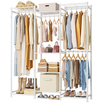 Wardrobe Closet, 4 Hanging Spaces Portable Clothes Rack