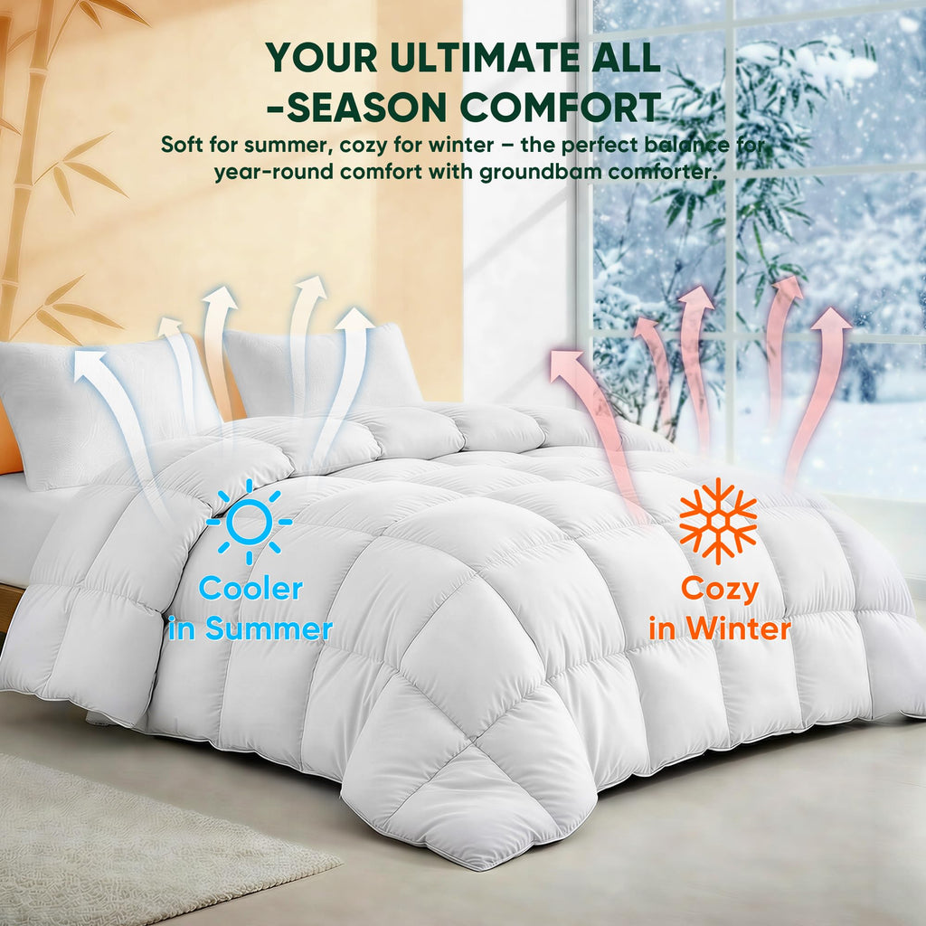 Cooling All-Season Down Alternative Comforter, Silver-Treated Lightweight Duvet Insert, Cool-to-The-Touch Bedding