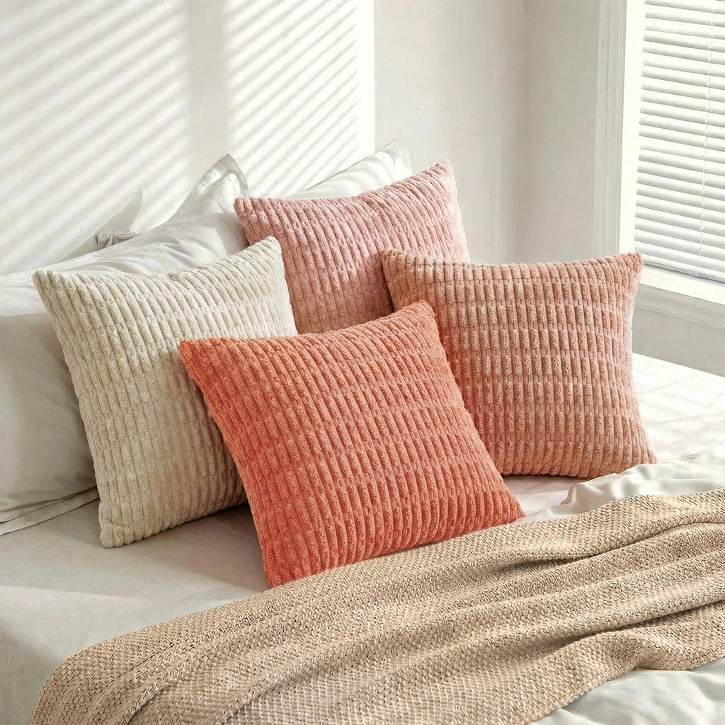 4 Packs Decorative Throw Pillow Covers Couch Bed, Modern Farmhouse Boho Home Décor Accent Cushion Case, 16" x 16"