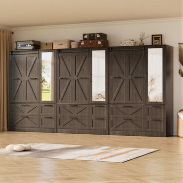 Armoire Wardrobe Closet with w/Folding Sliding Barn Door