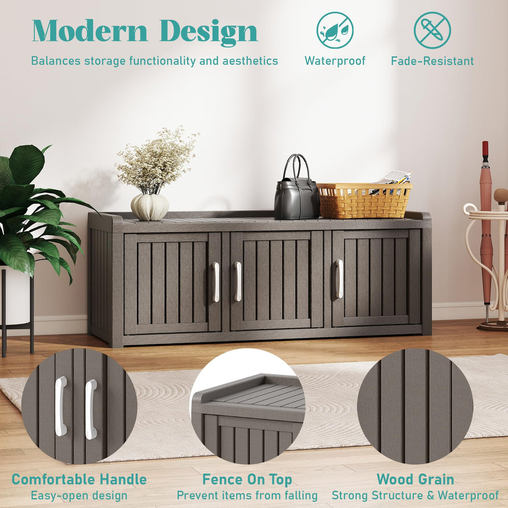 Shoe Storage Cabinet, Waterproof Shoe Organizer with Adjustable Shelves, UV-Resistant Entryway Shoe Cabinet Bench