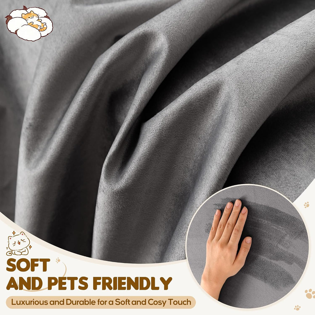 L Shaped Sectional Couch Cover - Anti Scratch Sofa Cover, 2pcs Gray