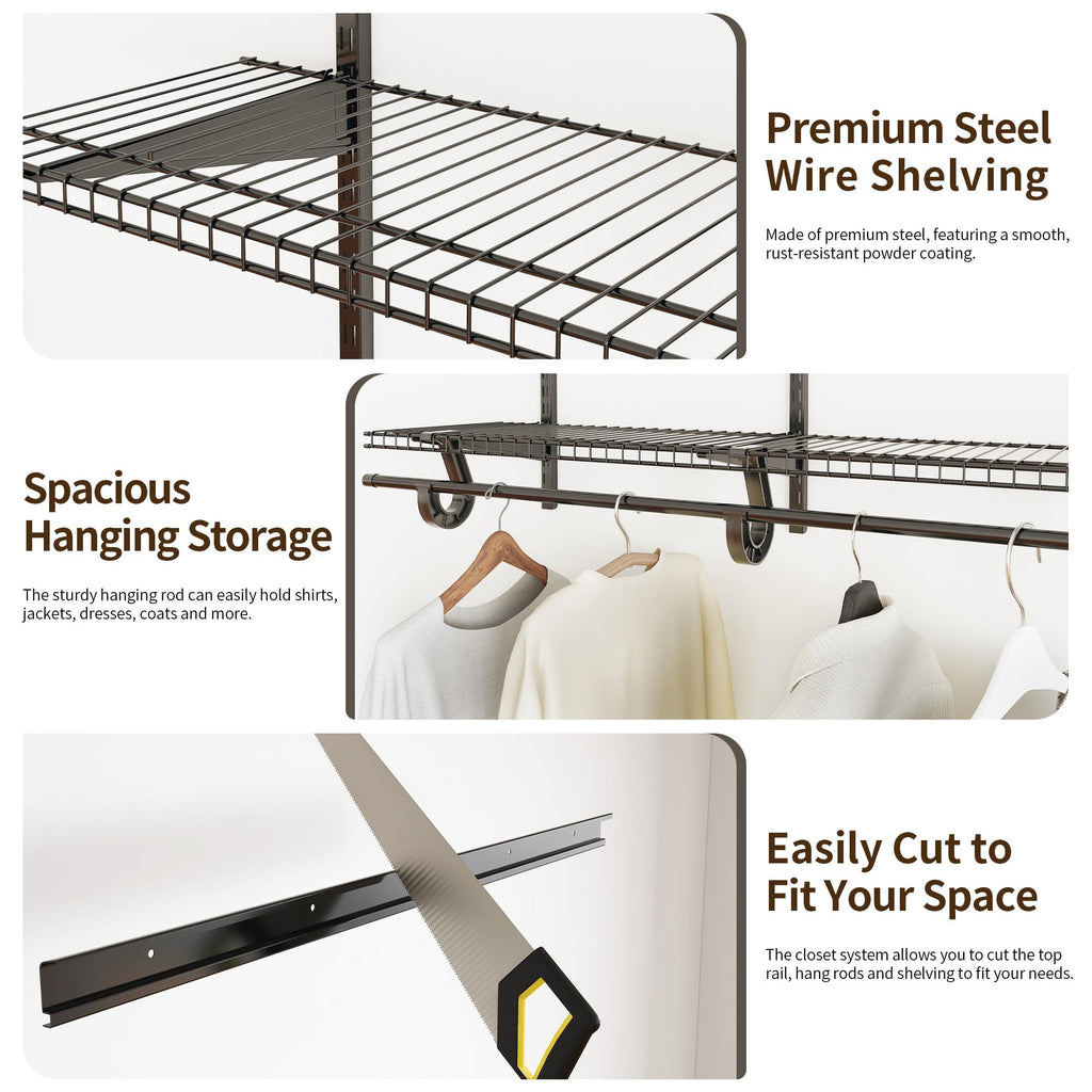 4-6 Ft. Charcoal Gray Custom Wire Closet Organizer System Kit