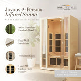 JNH Lifestyles Joyous 2-Person Low EMF FAR Infrared Sauna with Chromotherapy Light for Home Indoor Spa Use