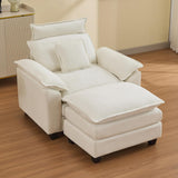 Luxe Oversized Lounge Chair and Ottoman — Beige Chenille