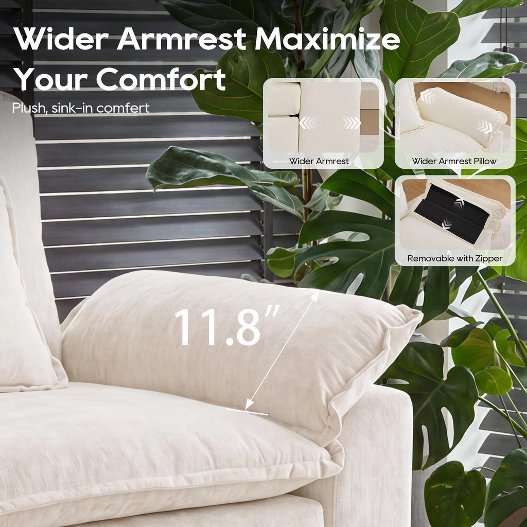 Oversized Modular Sectional Sofa, Ivory:116" V Shaped