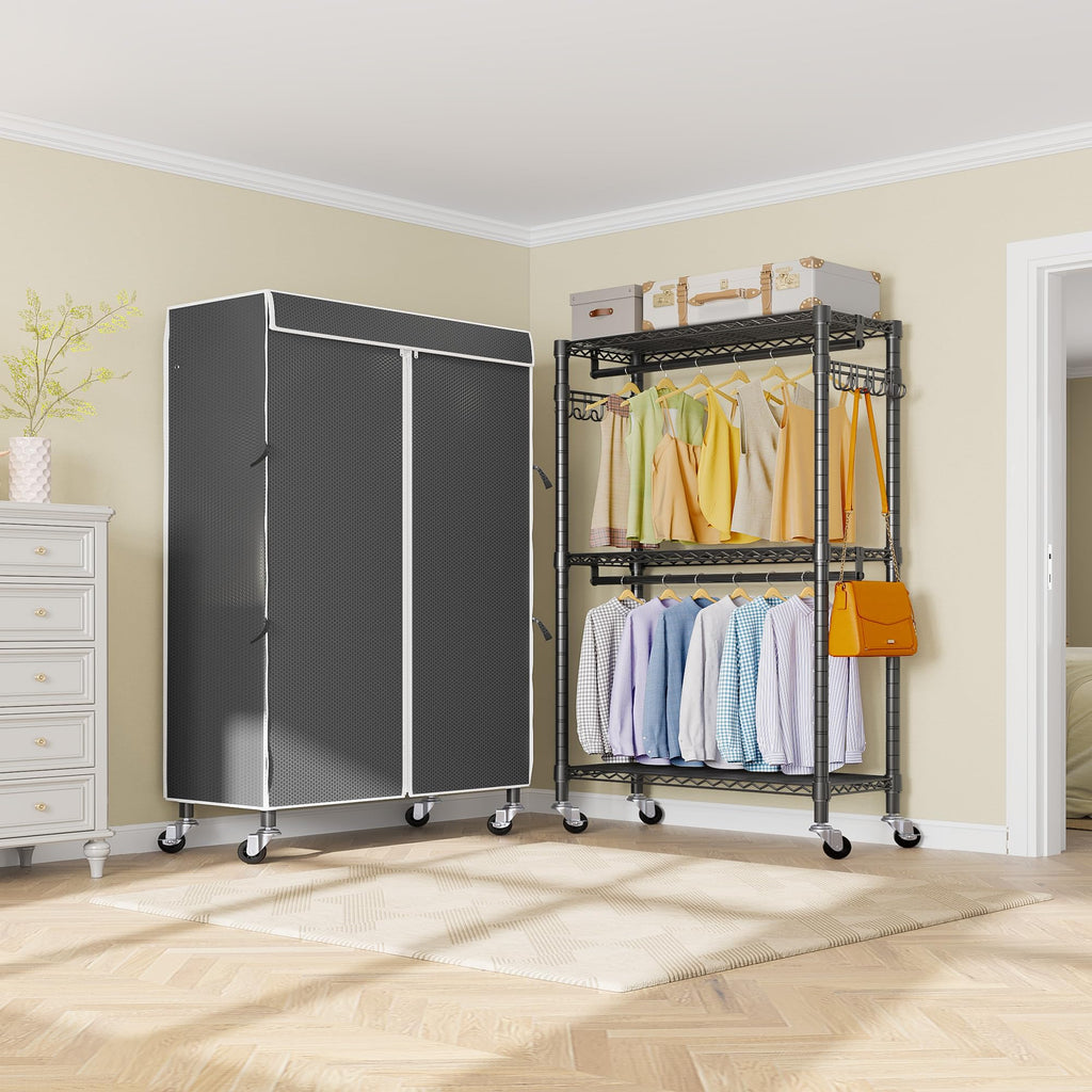 R2C Medium Portable Closets for Hanging Clothes Covered Garment Rack