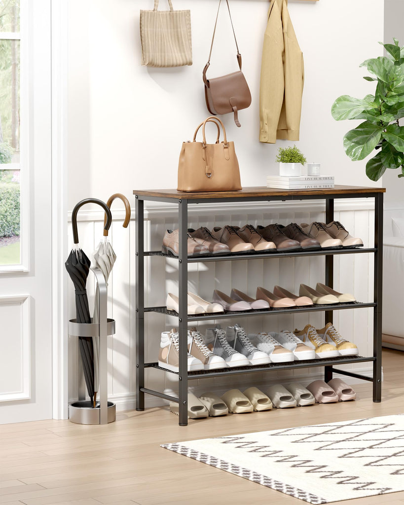 Wooden Top Shoe Rack, 29.5" x 11.4" x 24.8", Brown