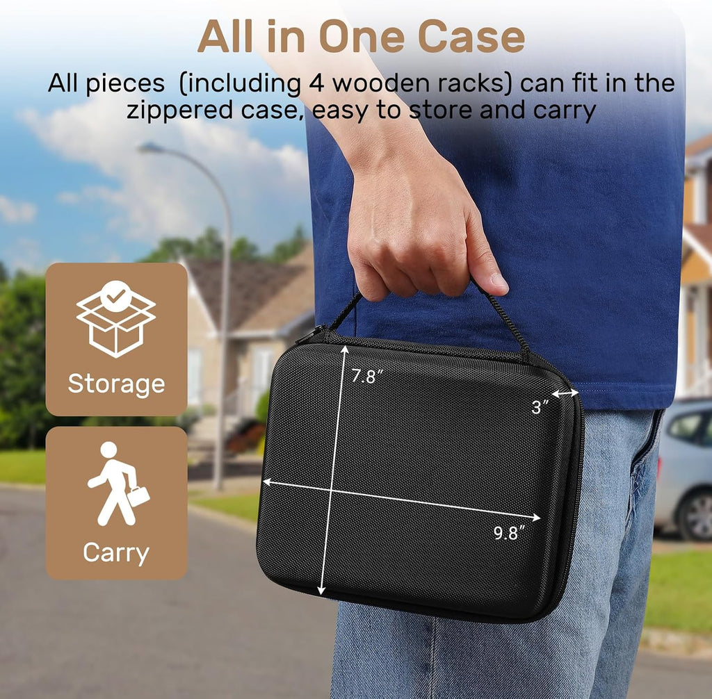 Dominoes Set Adults with 4 Wooden Racks/Trays Double Six Dominoes Travel Set with Portable Case Double 6 Dominoes Set