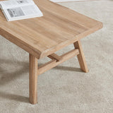 43" Farmhouse Solid Wood Coffee Table, Rustic Rectangular Center Table, Natural