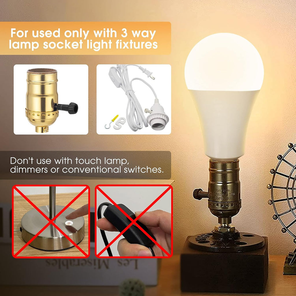 3 Way LED Light Bulbs 50 100 150W Equivalent A21 Soft White 3000K