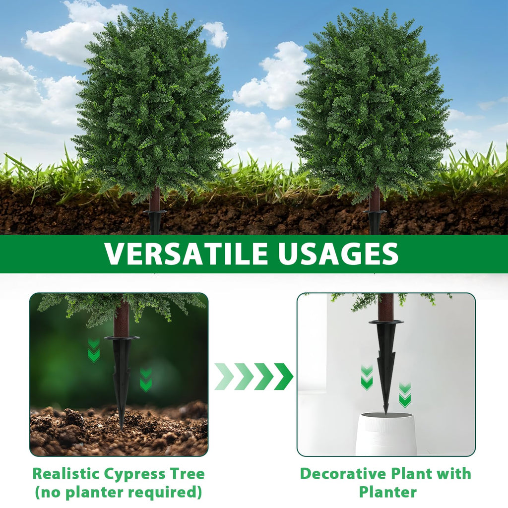 2 Pack Artificial 28.7 Inches Cedar Topiary Trees with Ground Spikes