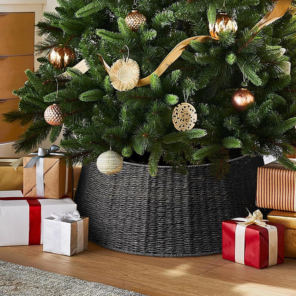Christmas Tree Collar- 26",Christmas Tree Base Christmas Basket Collar ,for Covering Tree Stand (Black, 26 in)
