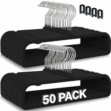 Velvet Pants Hangers 50 Pack - Non-Slip Space Saving with 20 Hooks