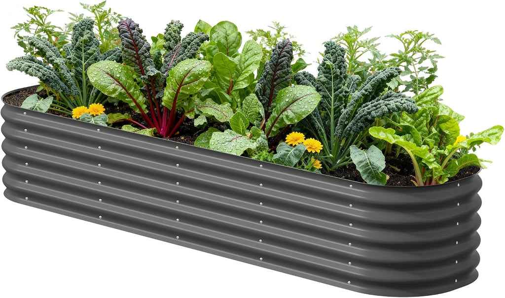Raised Garden Bed Kits, 17" Tall 9 in 1 8ft X 2ft Metal Raised Planter Bed for Vegetables Flowers Ground Planter