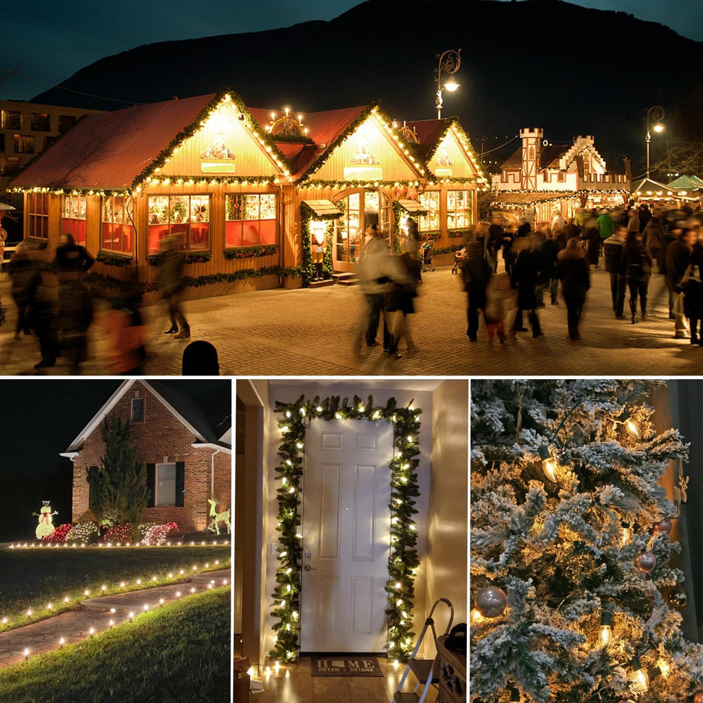 C9 Christmas Lights Outdoor, 25FT Waterproof Multicolor LED String Lights for Roofline Xmas Tree Patio Holiday Party