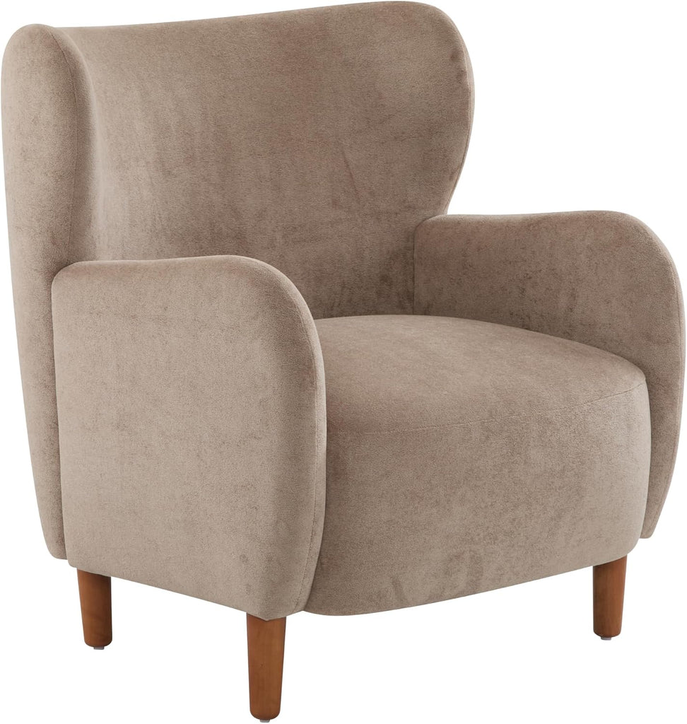 Dolly Mid-Century Modern Velvet Upholstered Wingback Club Chair, Living Room Lounge Chair for Relaxation, Reading