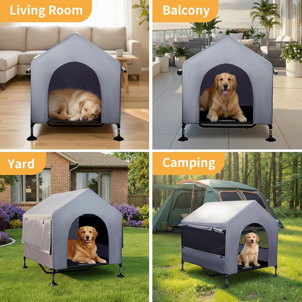 Dog House, 42" Large Dog House Outdoor Indoor Elevated Dog Cot Bed