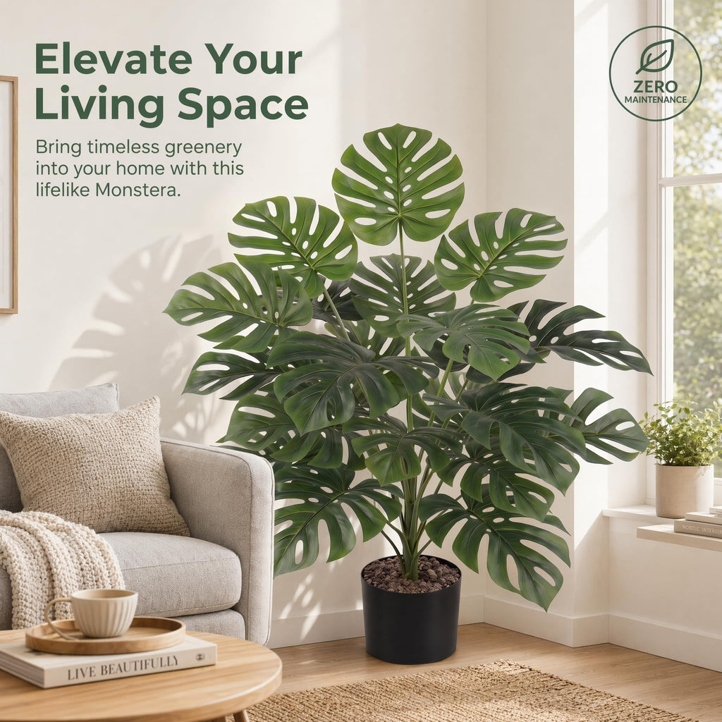 40" Artificial Potted Plants Fake 24 Trunks Monstera Tree for Indoor Outdoor Floor Plant Front Porch Home Decor