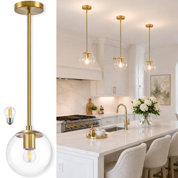 6 Inch Globe Pendant Light Gold Mid Century Pendant Light Contemporary Globe Pendant Lights Kitchen Island Clear
