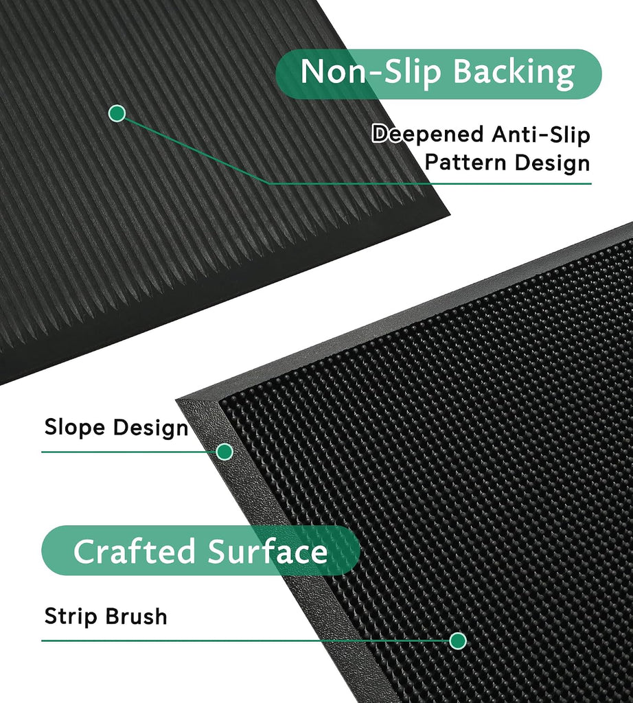 Outdoor Entrance Front Doormat, 32x39 Rubber Heavy Duty Mat | Dirt Trapping, Non-Slip, Waterproof, Low-Profile