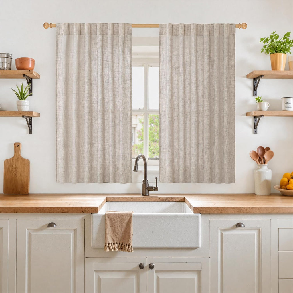 Light Grey Linen Curtains 90 Inch Long Rod Pocket Floor Length Window Drapes Light Filtering Dining Privacy, 52 X 90 - Set of 2