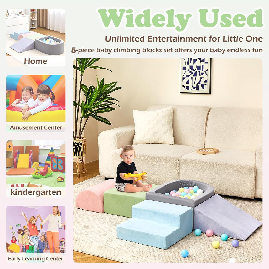 Climbing Toys for Toddlers, Foam Climbing Blocks with Ball Pit for Baby, Piece Soft Toddlers Climbing Toy