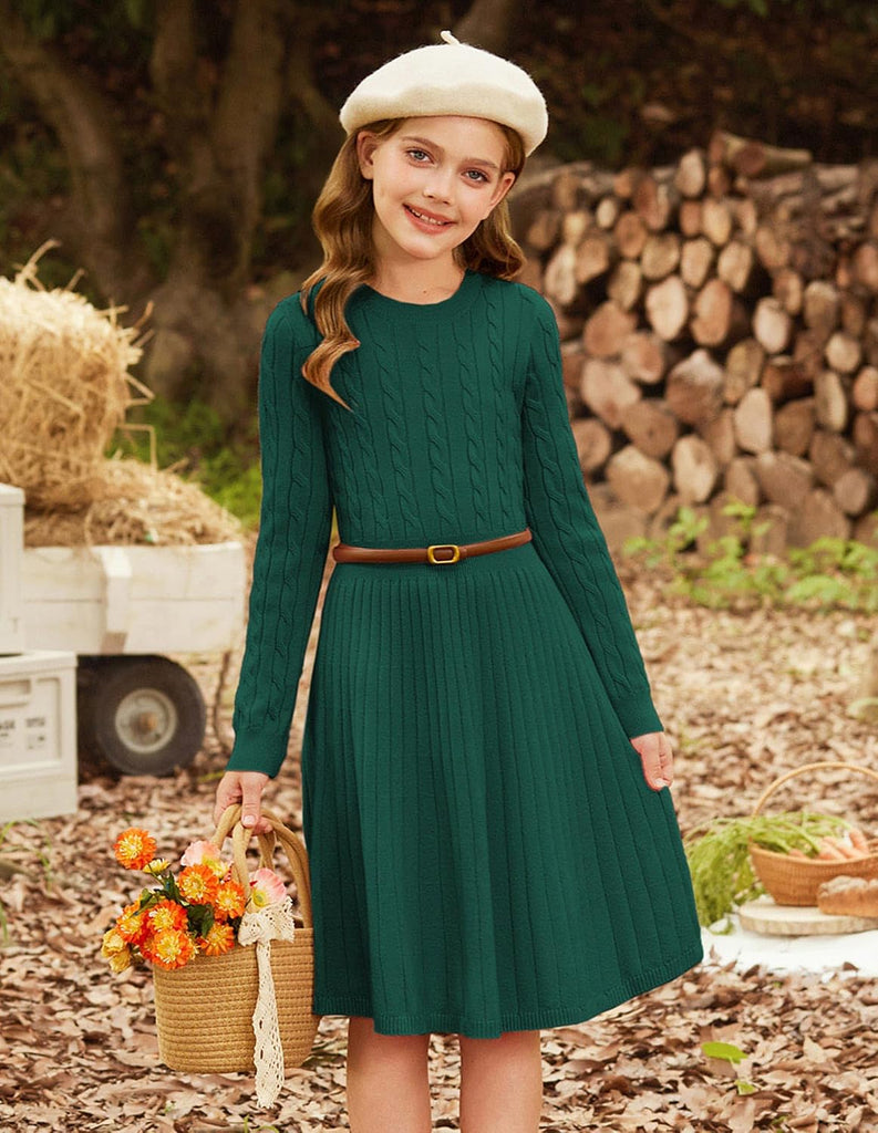 Girls Fall Sweater Dress Long Sleeve Knit Dresses