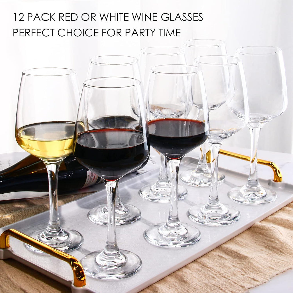 Wine Glasses Set of 12, 12 Oz Classic Red or White Wine Glass with Stem, Perfect Use, Dishwasher Safe