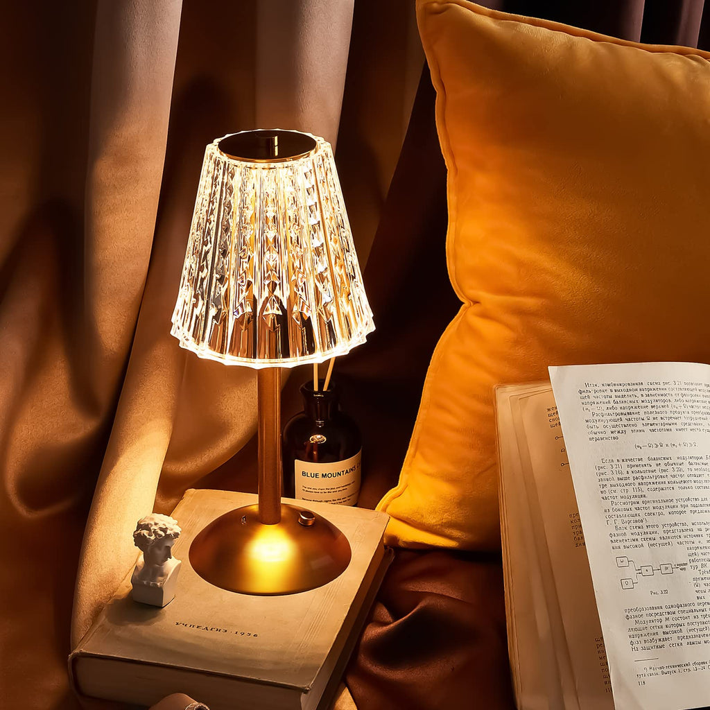 4 Pcs Cordless Table Lamp LED Touch, Gold, Classic Style