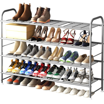4 Tier Long Shoe Rack for Closet Metal Shoe Organizer