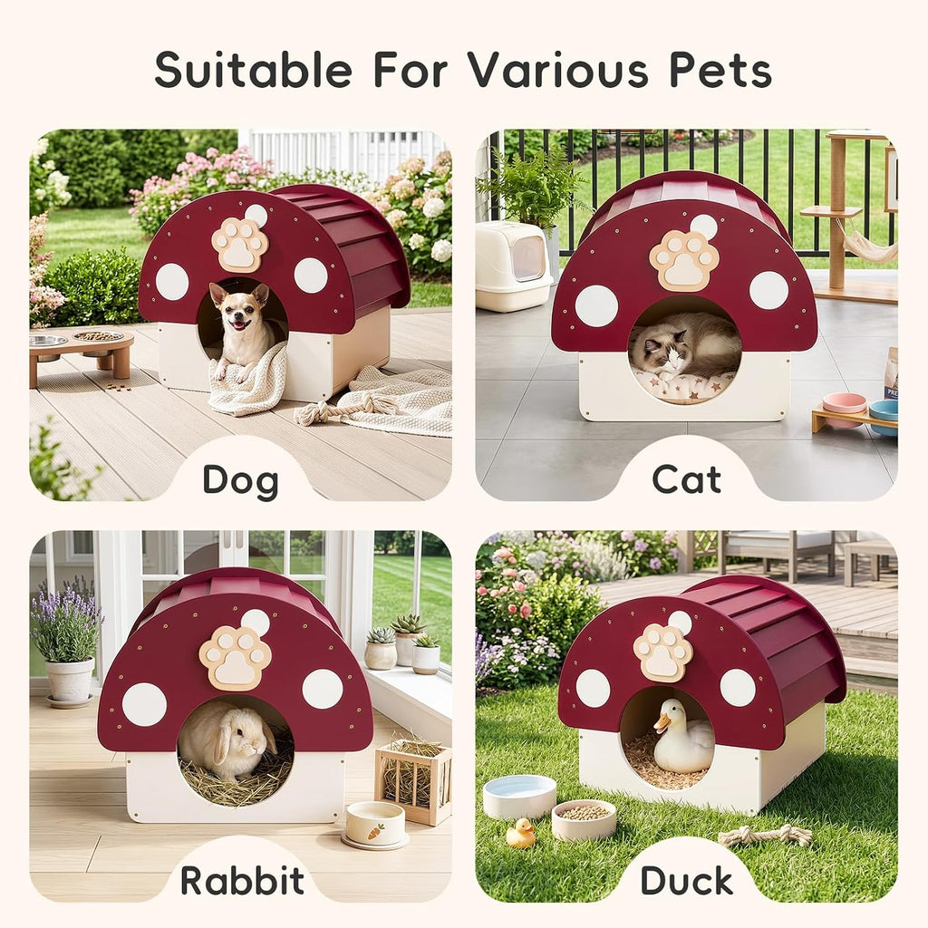 Solid Wood Dog House, Indoor Outdoor Waterproof Pet House