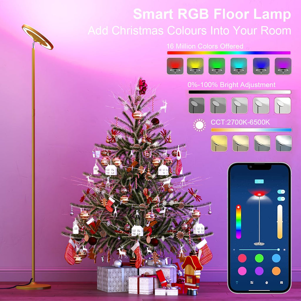 Gold Double Side Lighting Floor Lamp with Remote Smart App 36W