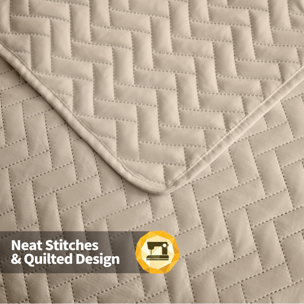 Oversized King Quilt 128"x120", Huge Bedspread Beige