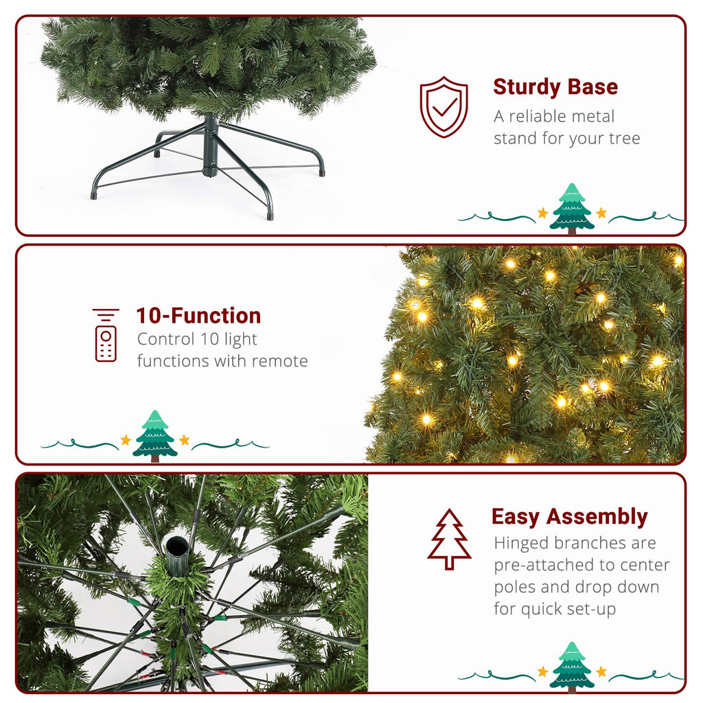 10FT Artificial Prelit Christmas Tree with Remote Control