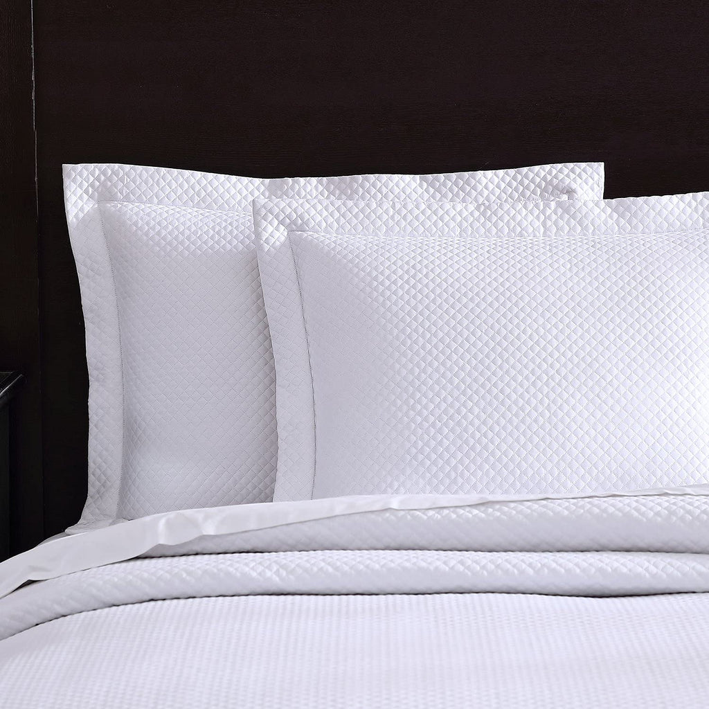 Diamond Quilted Coverlet Set, 100% Certified Egyptian Cotton, Petite Diamond Quilted, Queen, White