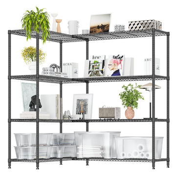Linked Storage Racks, DIY Adjustable Heavy Duty Metal Shelving Unit for Corner, Ideal, Garage, Warehouse, and Garden