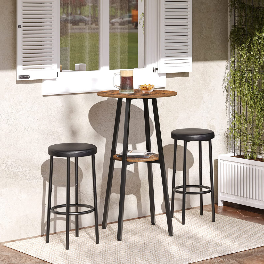 Bar Table, Round Pub Table, 2-Tier with Storage, 37.4" High Top for Small Spaces, with Top Particleboard, Easy to