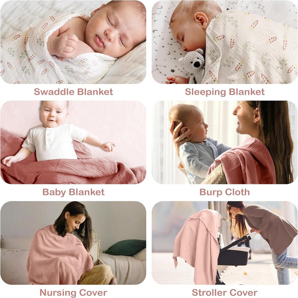100% Organic Cotton 3 PK Baby Muslin Blanket Girl Gift 38x40 Inch