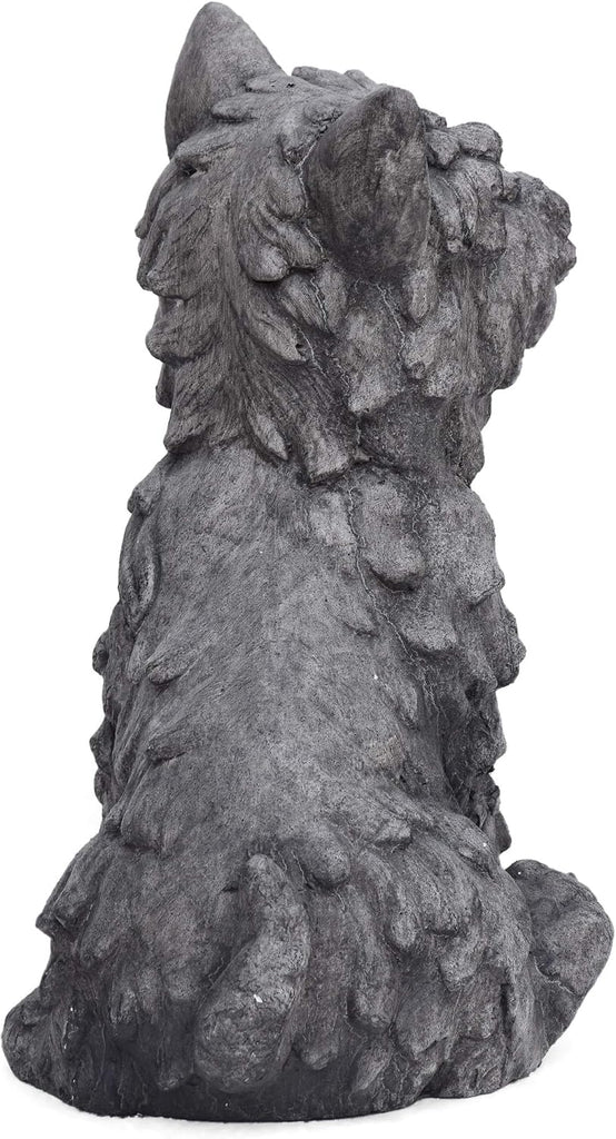 Seth Outdoor Terrier Dog Garden Statue, Antique Gray Finish