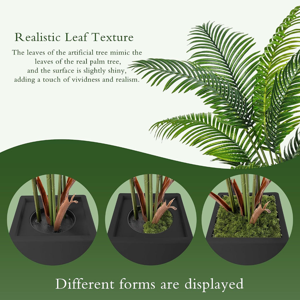 6FT Artificial Palm Tree with Tall Black Planter, Floor Plant