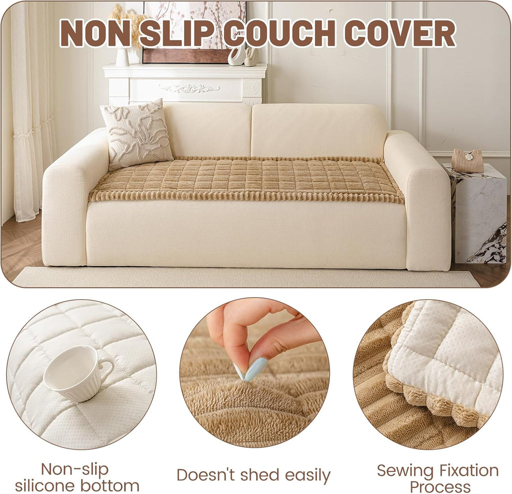 Couch Cover for Dogs Washable, Non Slip Soft Cozy Waterproof Brown