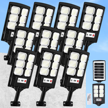 Solar Lights Outdoor Waterproof, 11inch LED Dusk to Dawn Solar Street Light, Solar-Powered Flood Lights with Motion