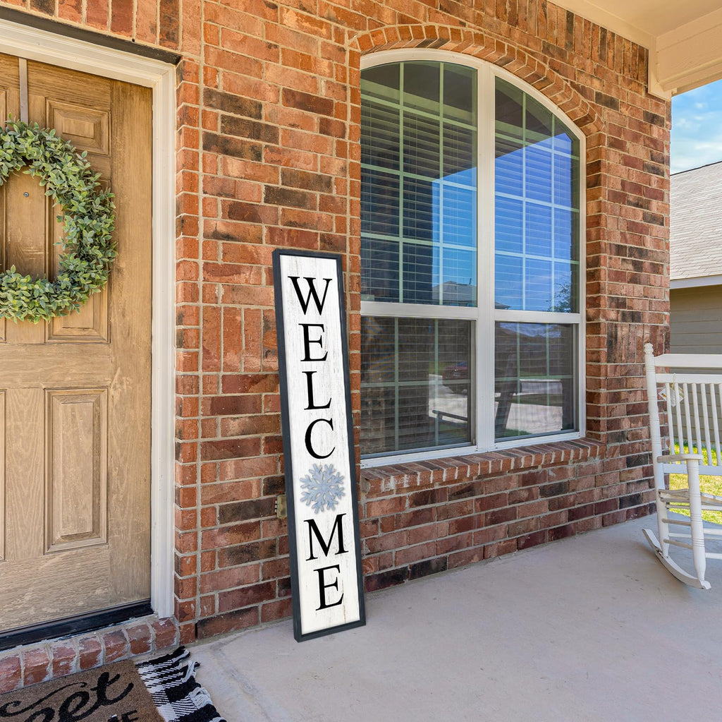 Interchangeable Welcome Sign for Front Porch Door, 45"X9" Black