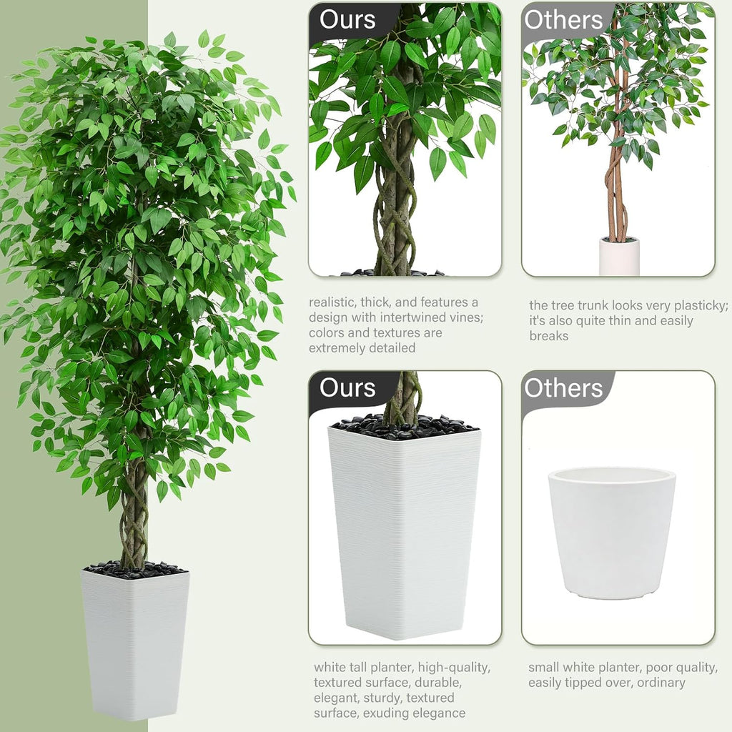 Artificial Ficus Tree Indoor, 6FT Realistic Large Fake Trees