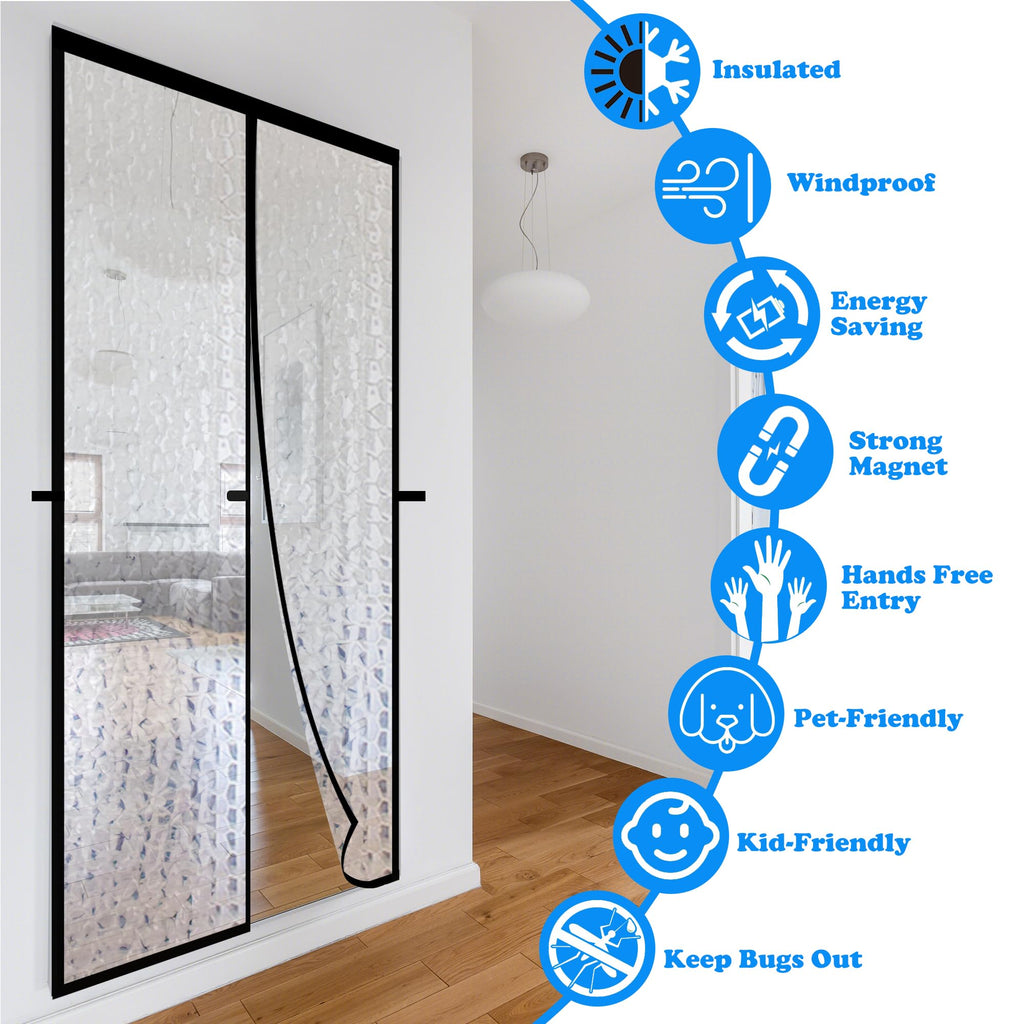 Magnetic Thermal Insulated Door Curtain, Waterproof EVA Door Cover, Fit Doors Size Up to 46"x82", Temperature Protection