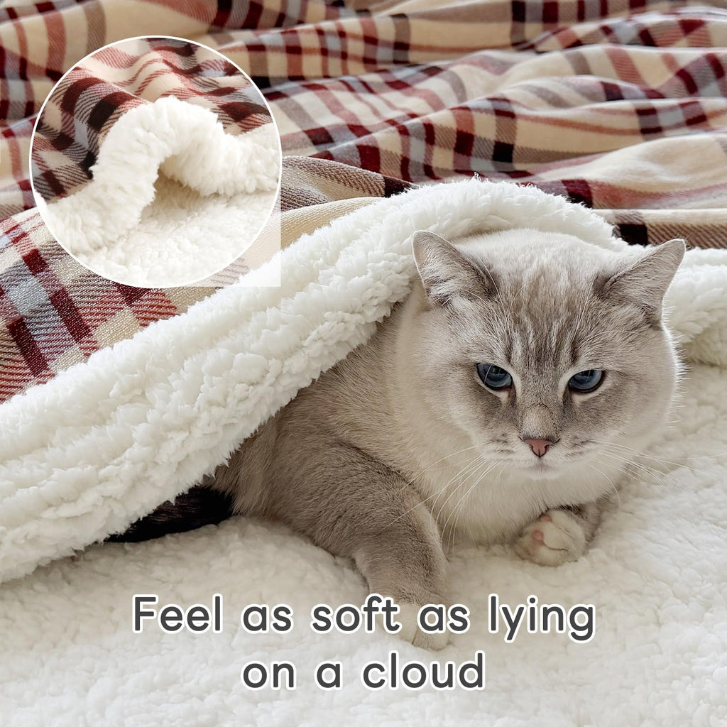 Sherpa Blanket Throw Blanket for Couch Sherpa Fleece Blanket Fluffy Checkered Soft Blanket for All Season Use Cozy