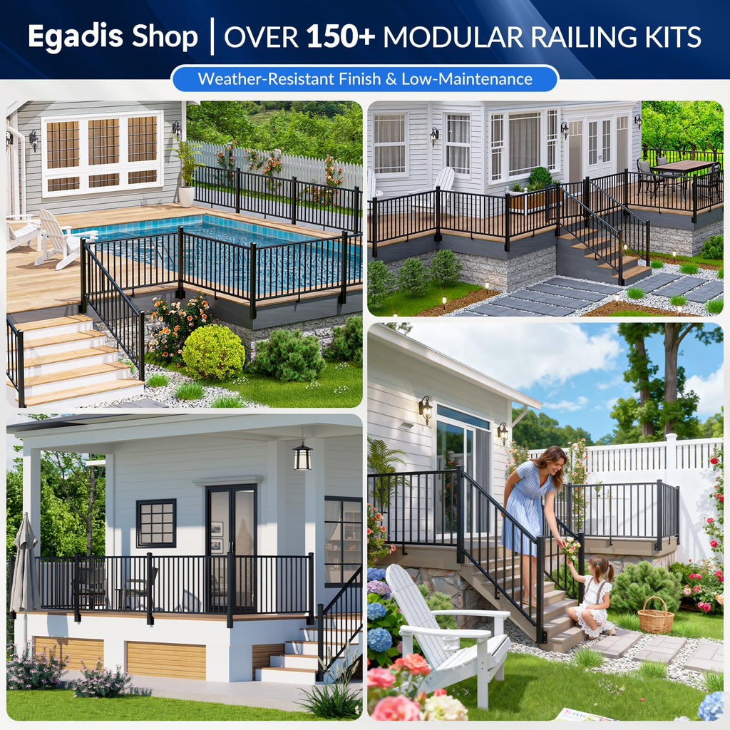 36 in x 6 ft Modular Side Mount Aluminum Stair Railing Kit