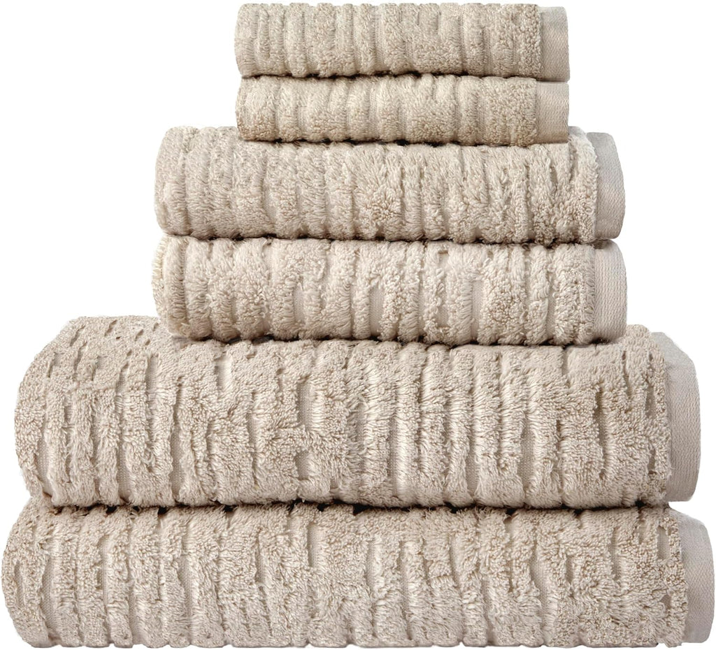 CloudSoft 100% Cotton Luxury 6-Piece Towel Set, 600 GSM, Ultra Plush & Absorbent - 2 Bath Towels, 2 Hand Towels, 2