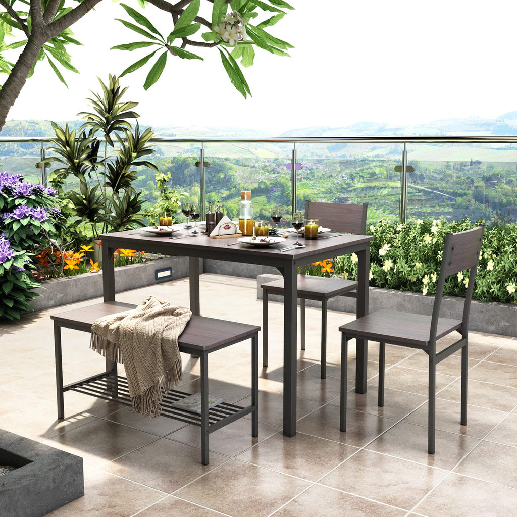 Dining Room Table Set 43 Inch Kitchen Table Set with 2 Chairs and Bench, Dining Room Table Set for 4 Home, Kitchen